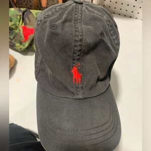 Ralph Lauren Charcoal Cap with Red Emblem